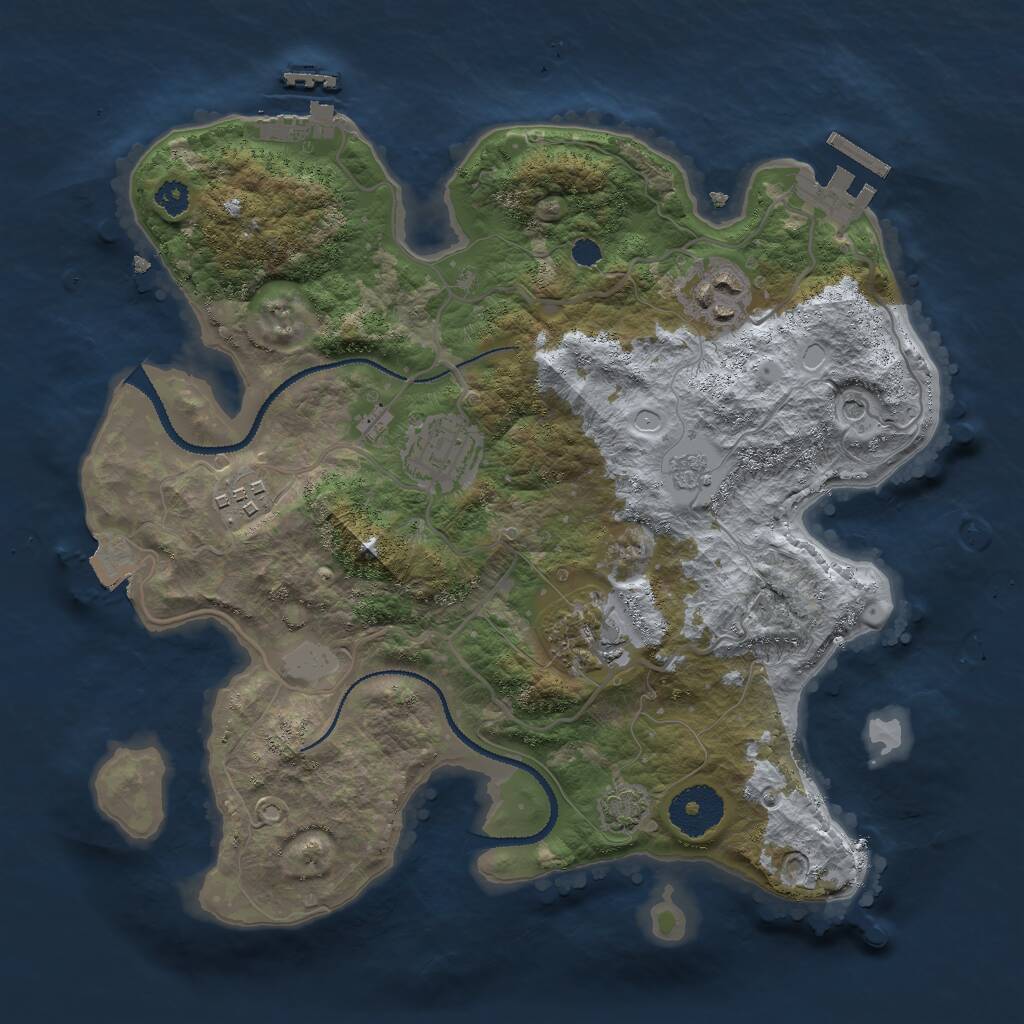 Rust Map: Procedural Map, Size: 3000, Seed: 80141246, 10 Monuments