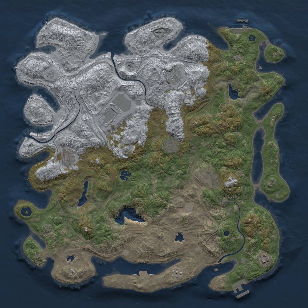 Rust Map: Procedural Map, Size: 4500, Seed: 574903625, 14 Monuments