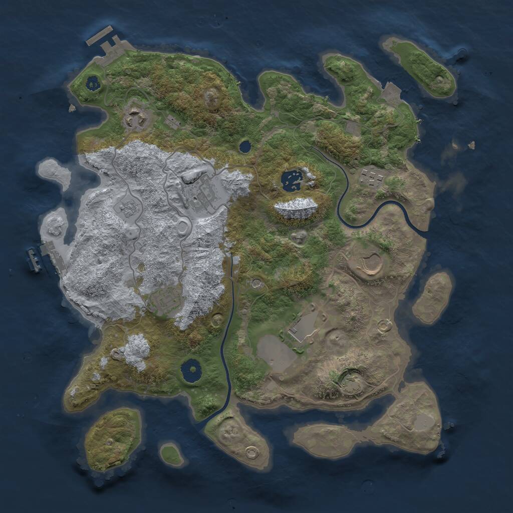 Rust Map: Procedural Map, Size: 3500, Seed: 40726143, 13 Monuments