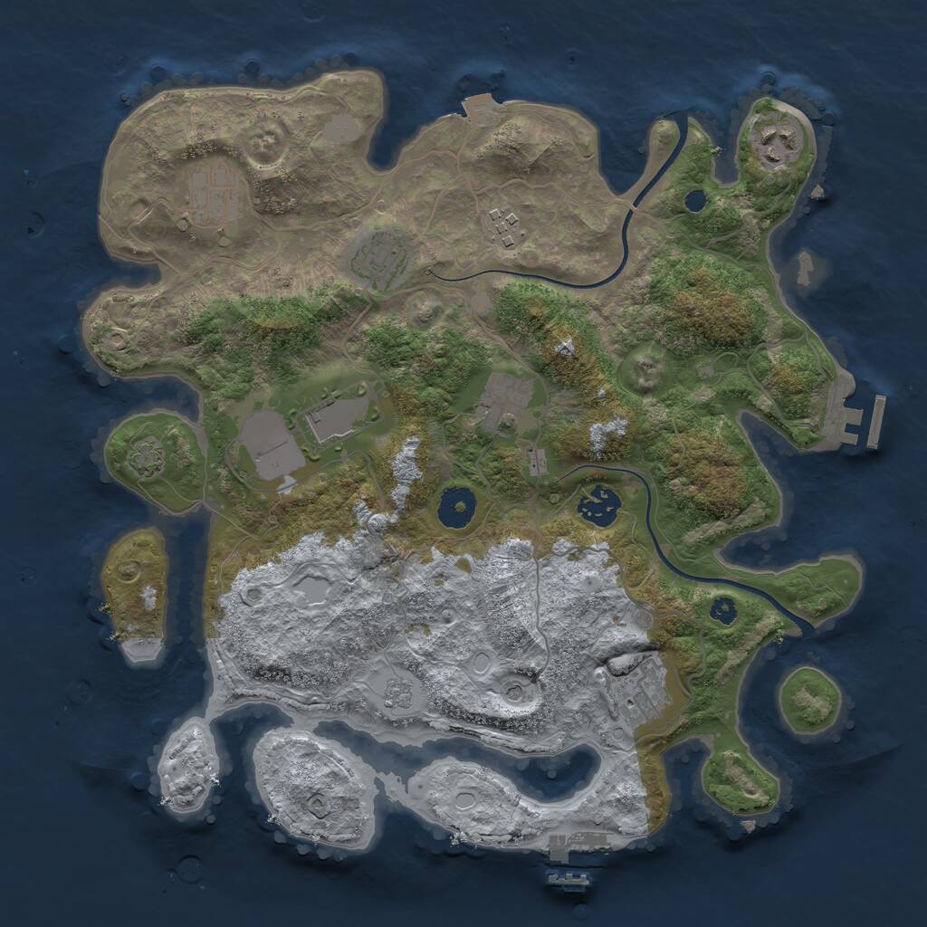 Rust Map: Procedural Map, Size: 3500, Seed: 357693564, 14 Monuments