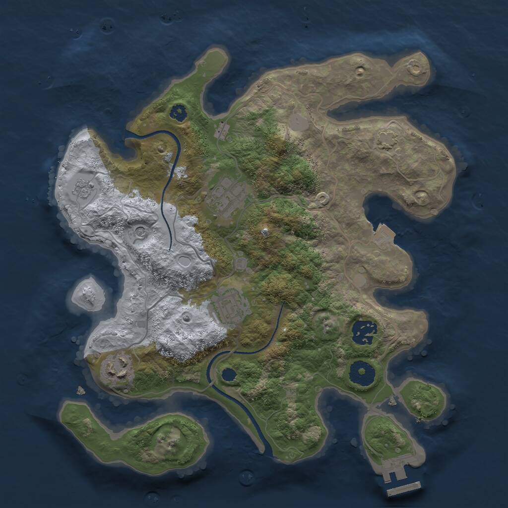 Rust Map: Procedural Map, Size: 3000, Seed: 667766, 9 Monuments