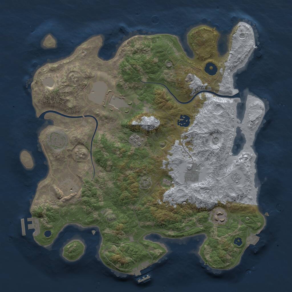 Rust Map: Procedural Map, Size: 3500, Seed: 6738134, 13 Monuments
