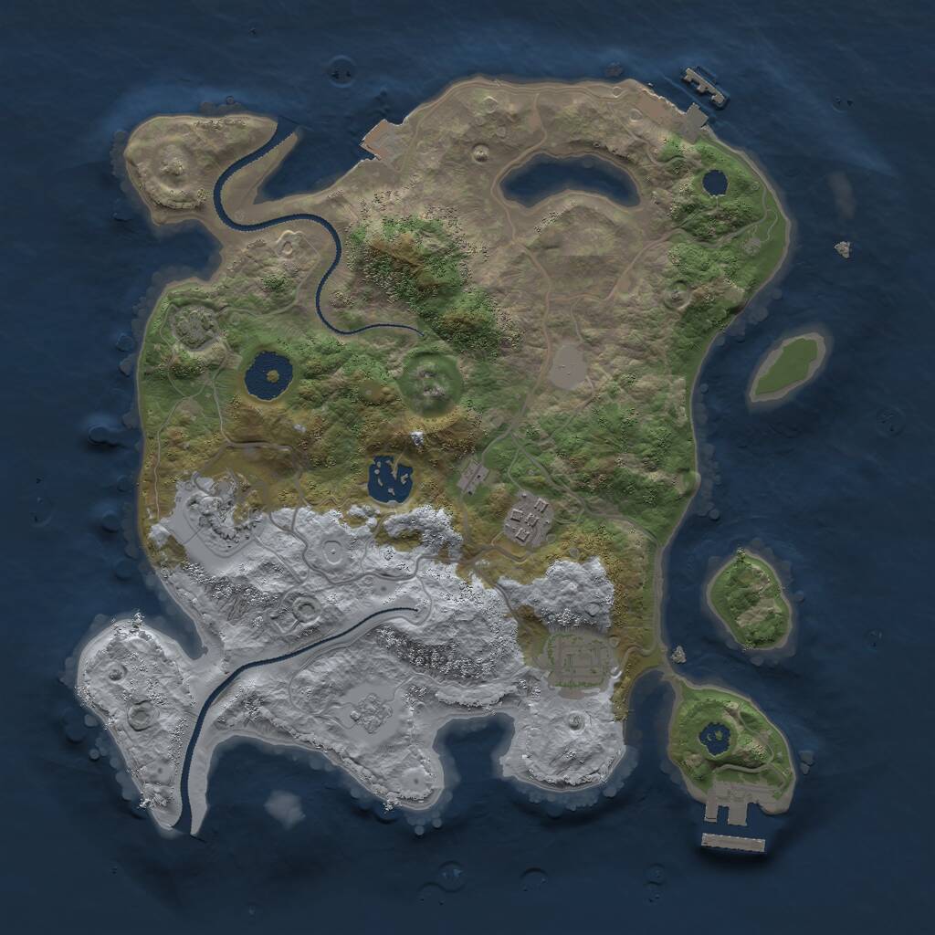 Rust Map: Procedural Map, Size: 3000, Seed: 2095560725, 9 Monuments