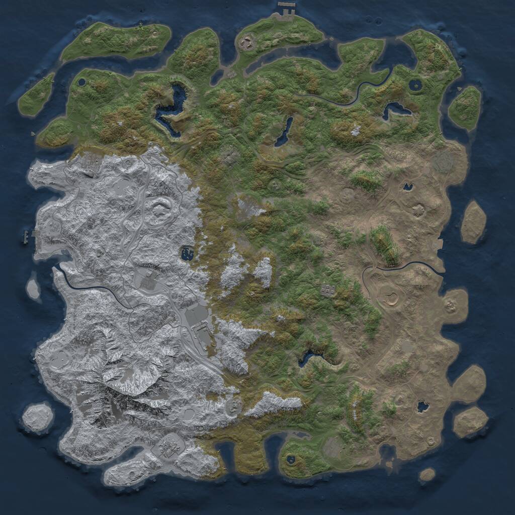 Rust Map: Procedural Map, Size: 6000, Seed: 714823, 17 Monuments