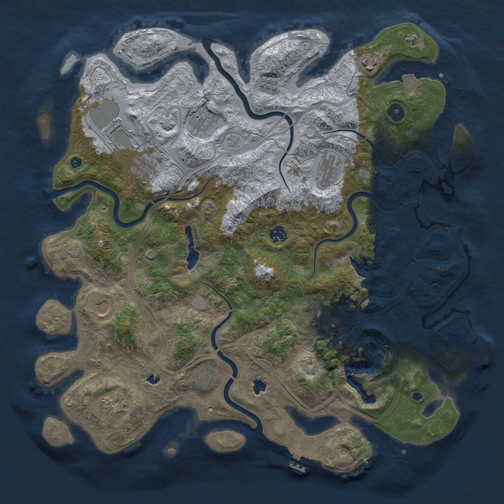 Rust Map: Procedural Map, Size: 4500, Seed: 907402430, 17 Monuments