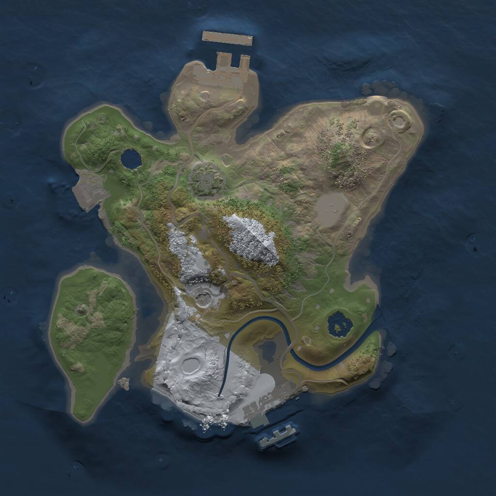 Rust Map: Procedural Map, Size: 2000, Seed: 6770425, 5 Monuments