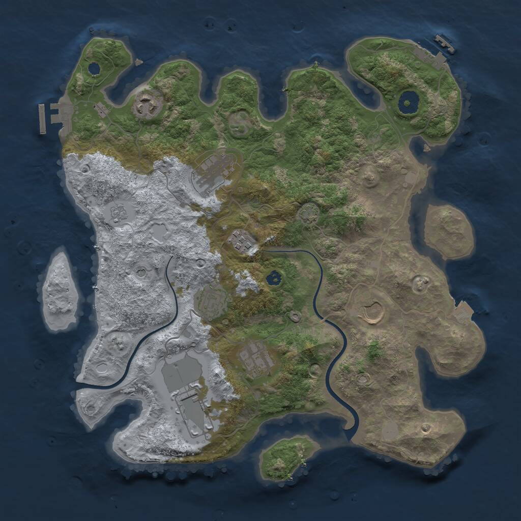 Rust Map: Procedural Map, Size: 3500, Seed: 66183379, 13 Monuments