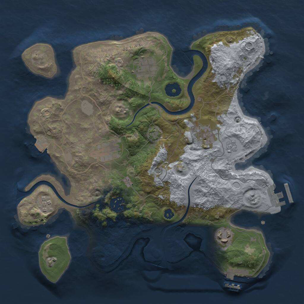 Rust Map: Procedural Map, Size: 3000, Seed: 54353, 12 Monuments