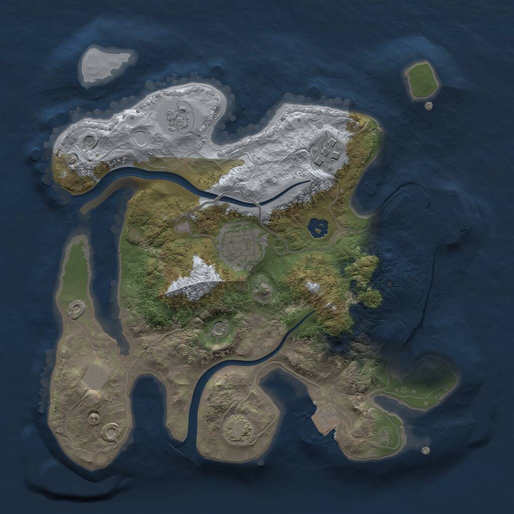 Rust Map: Procedural Map, Size: 2500, Seed: 1145837031, 7 Monuments
