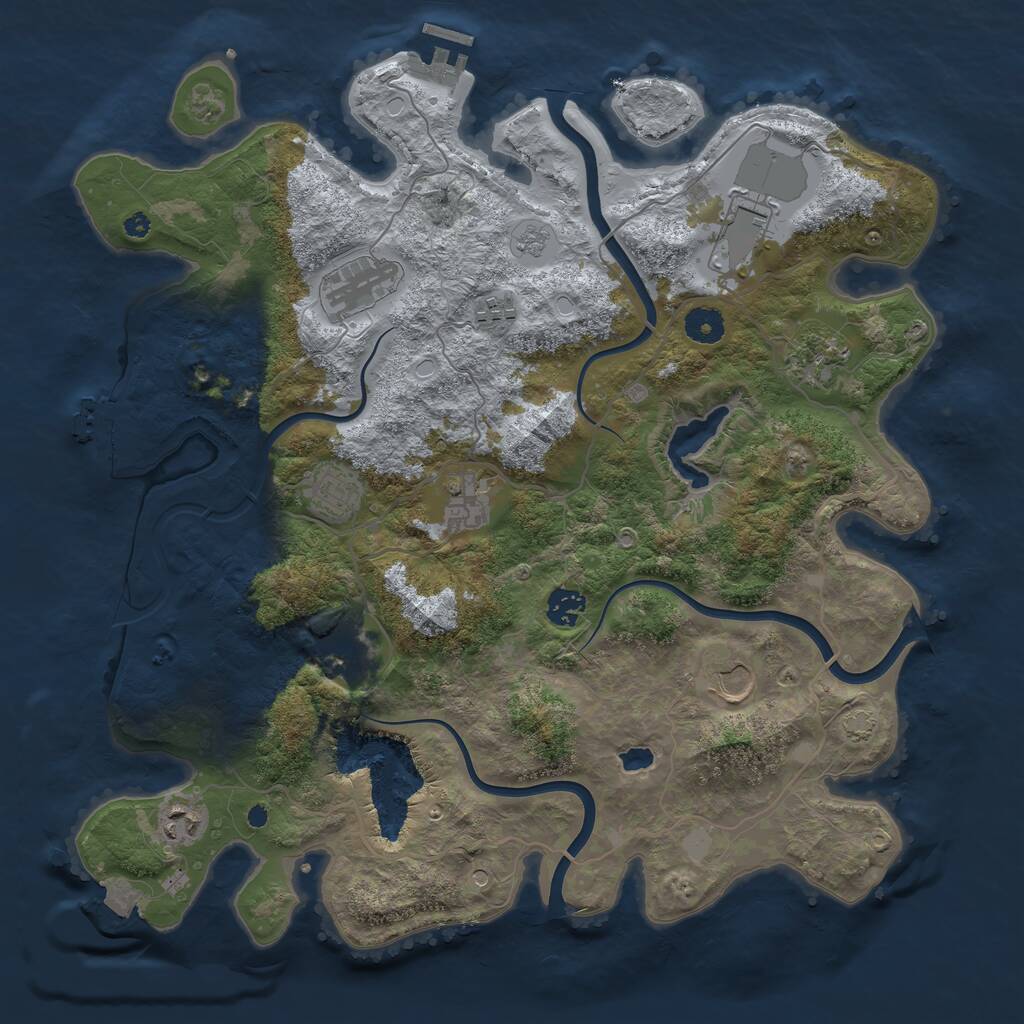 Rust Map: Procedural Map, Size: 4001, Seed: 2057869980, 16 Monuments