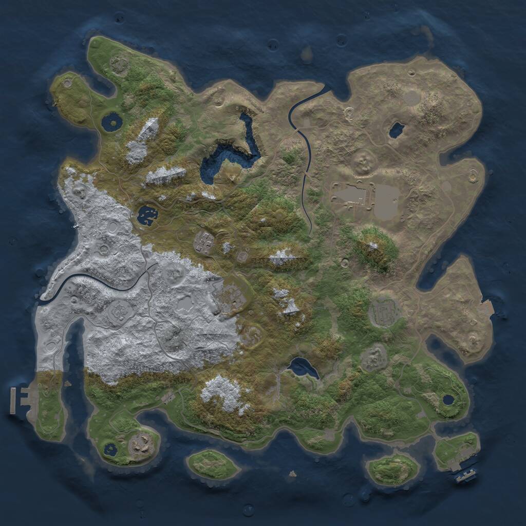 Rust Map: Procedural Map, Size: 4000, Seed: 32709953, 12 Monuments
