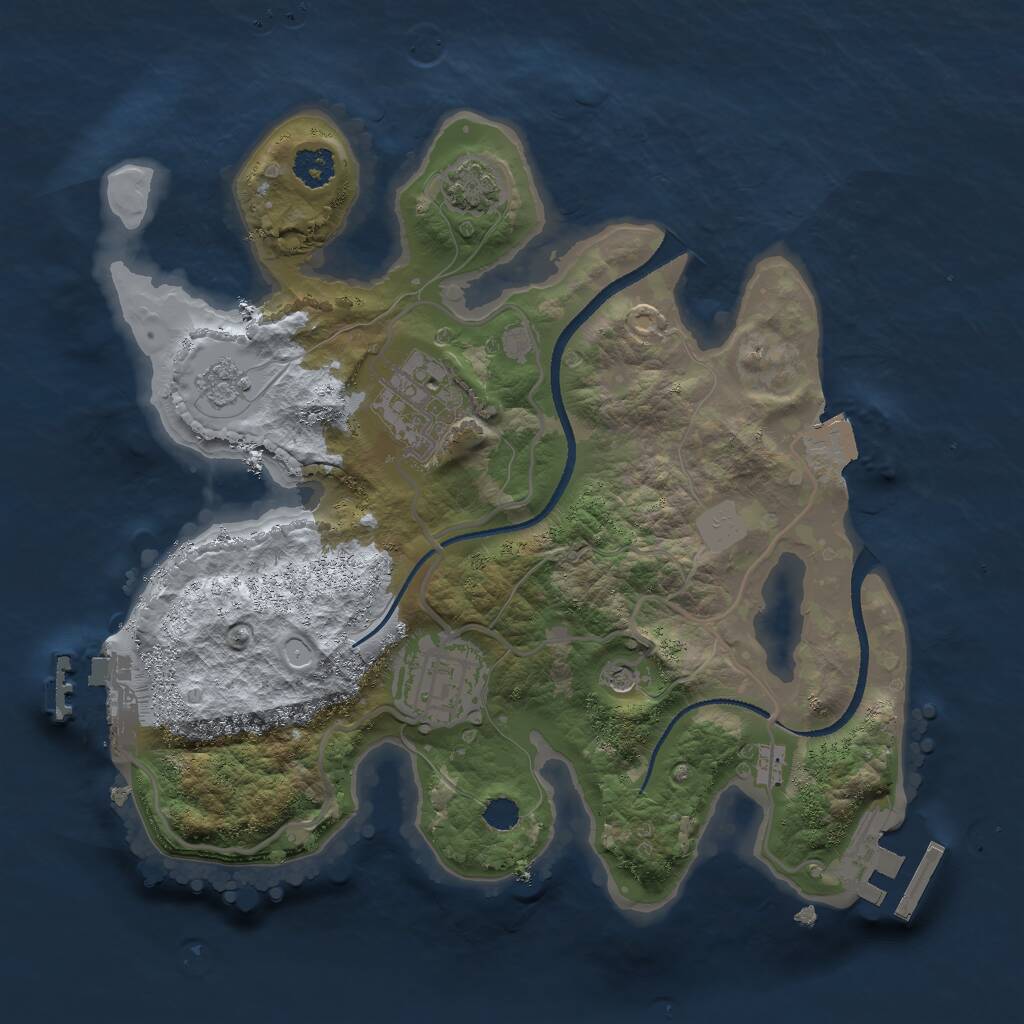 Rust Map: Procedural Map, Size: 2500, Seed: 8307, 8 Monuments