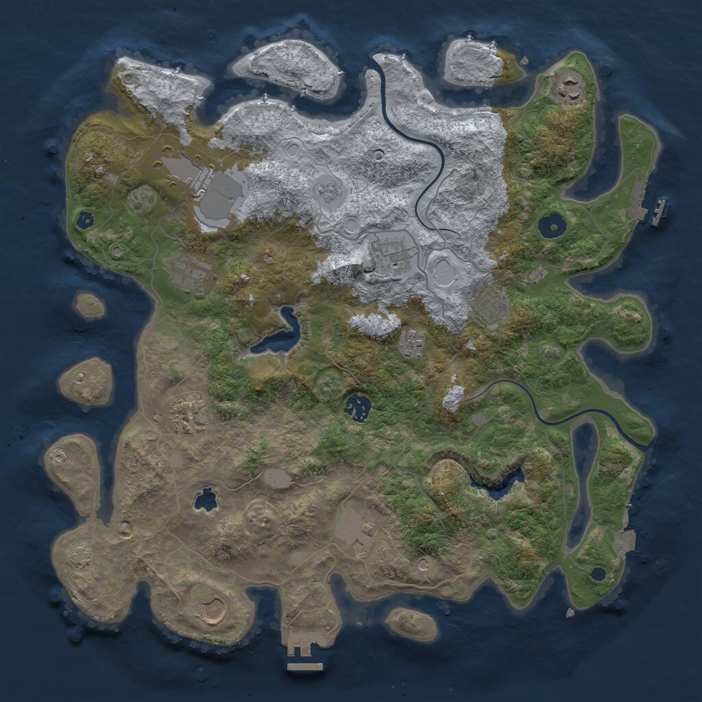 Rust Map: Procedural Map, Size: 4000, Seed: 1179410652, 16 Monuments