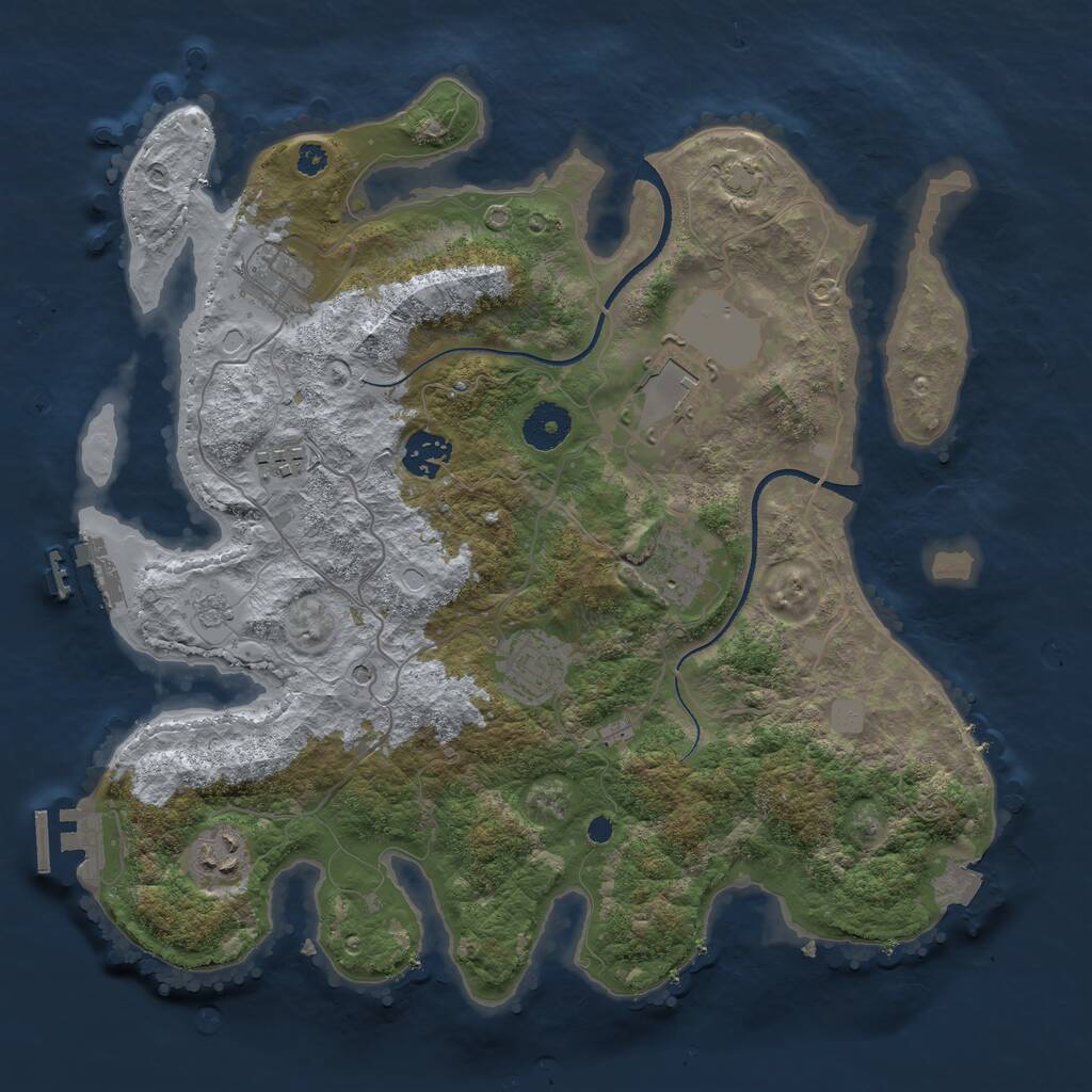 Rust Map: Procedural Map, Size: 3500, Seed: 8307, 13 Monuments