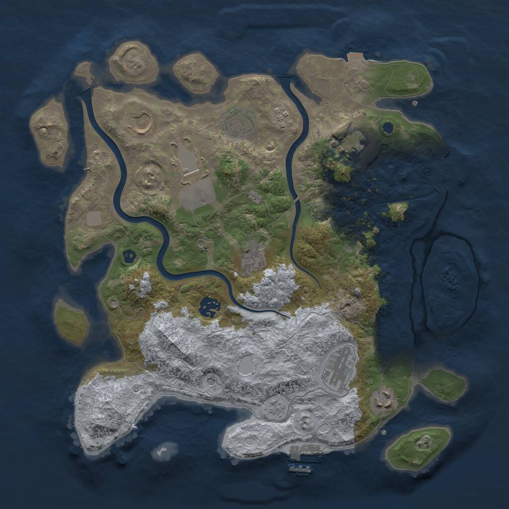 Rust Map: Procedural Map, Size: 3700, Seed: 103421450, 15 Monuments