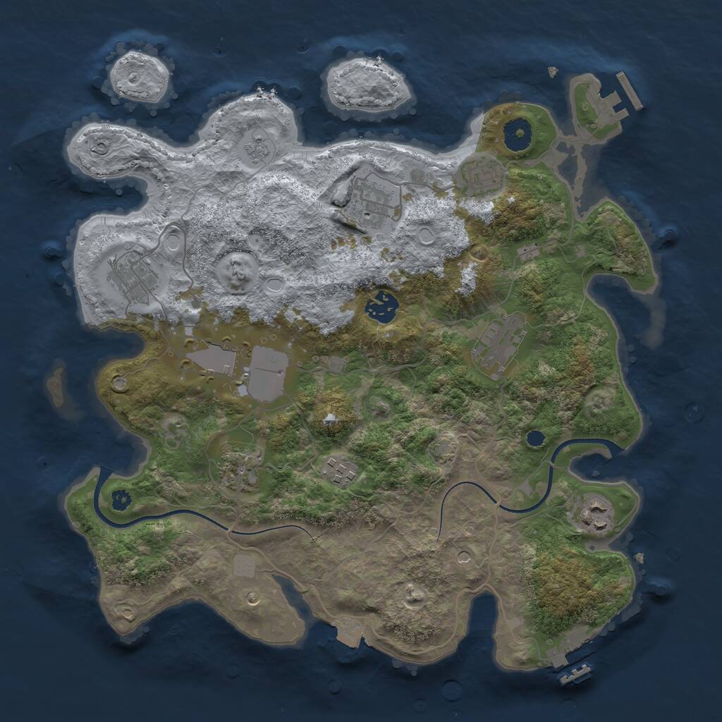 Rust Map: Procedural Map, Size: 3500, Seed: 39100041, 15 Monuments