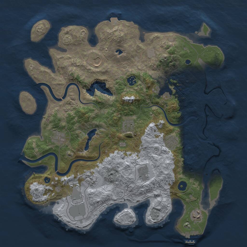 Rust Map: Procedural Map, Size: 4000, Seed: 2000582907, 17 Monuments