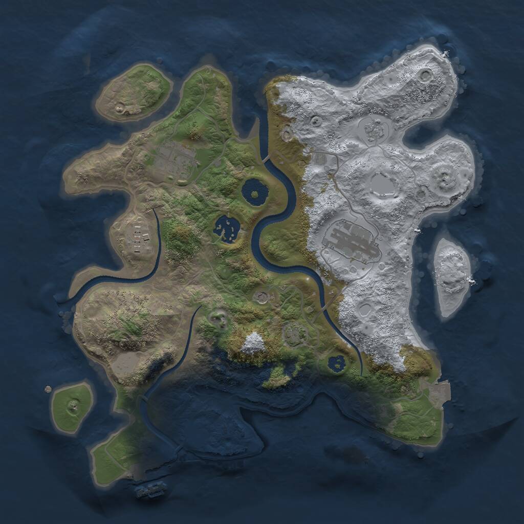 Rust Map: Procedural Map, Size: 3000, Seed: 1820020530, 9 Monuments