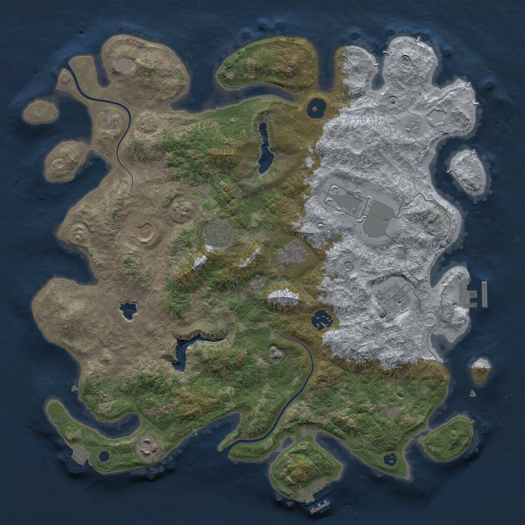 Rust Map: Procedural Map, Size: 4000, Seed: 2017290451, 13 Monuments