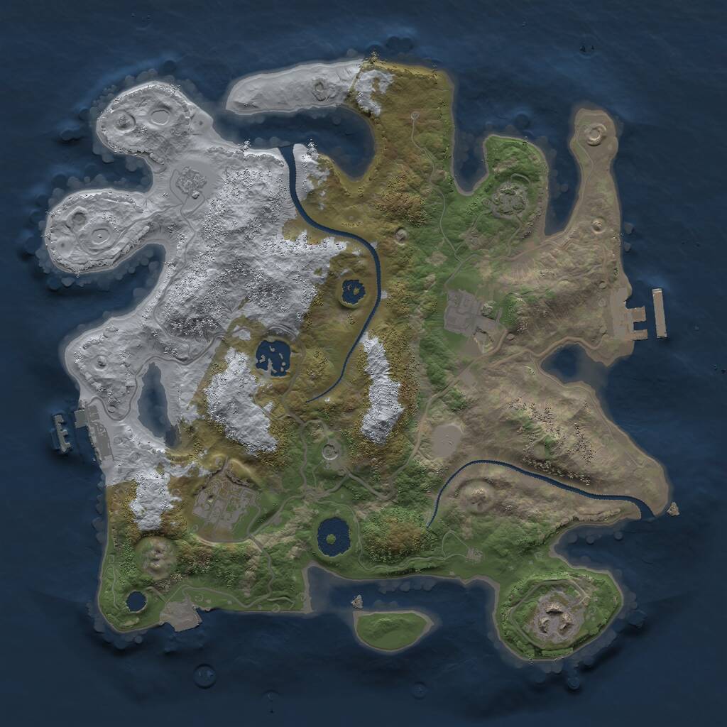 Rust Map: Procedural Map, Size: 3000, Seed: 15691000, 10 Monuments