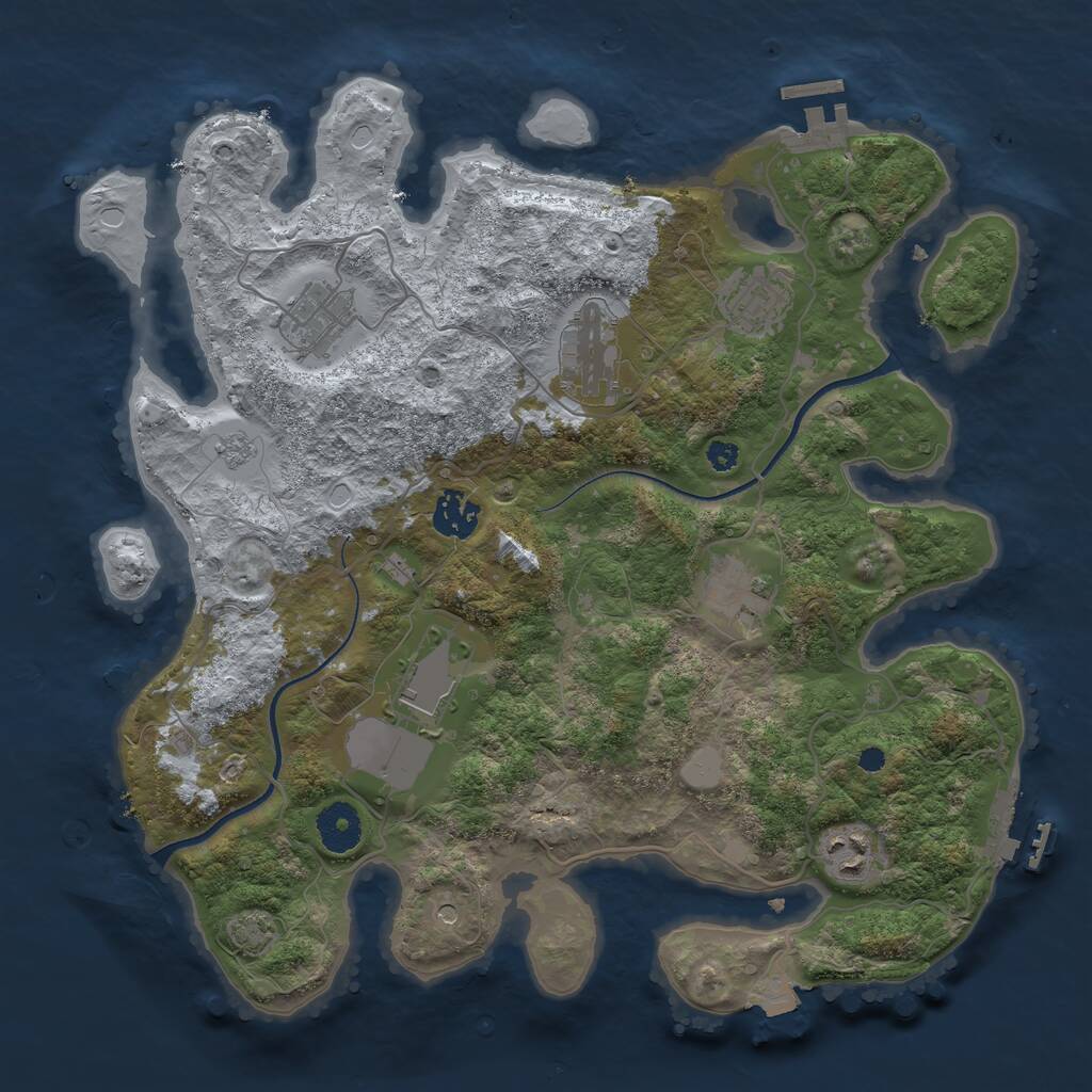 Rust Map: Procedural Map, Size: 3500, Seed: 777751903, 13 Monuments
