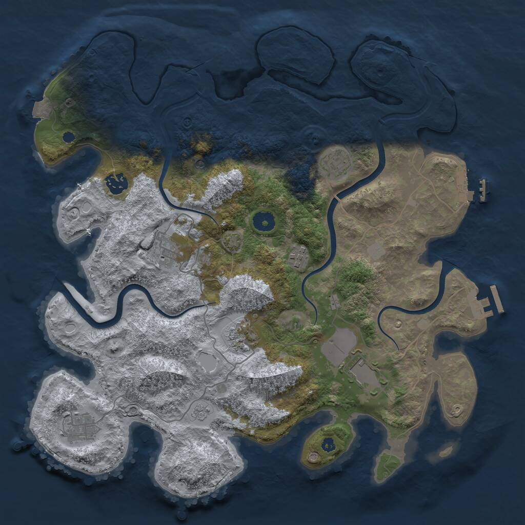 Rust Map: Procedural Map, Size: 3700, Seed: 103421451, 13 Monuments