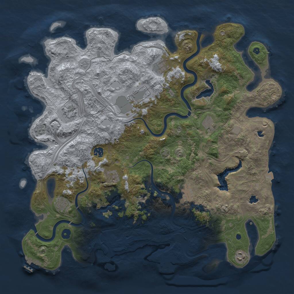 Rust Map: Procedural Map, Size: 4500, Seed: 2084306607, 16 Monuments