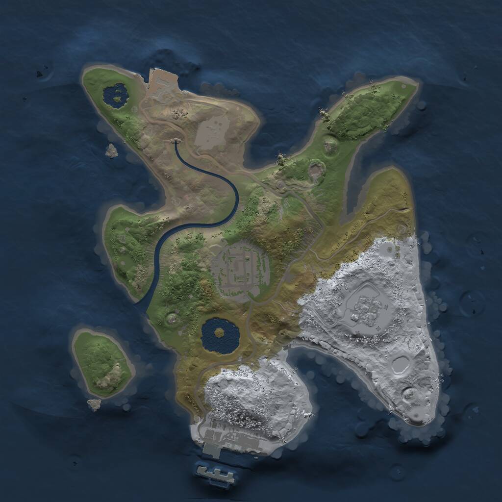 Rust Map: Procedural Map, Size: 2000, Seed: 1105997436, 4 Monuments