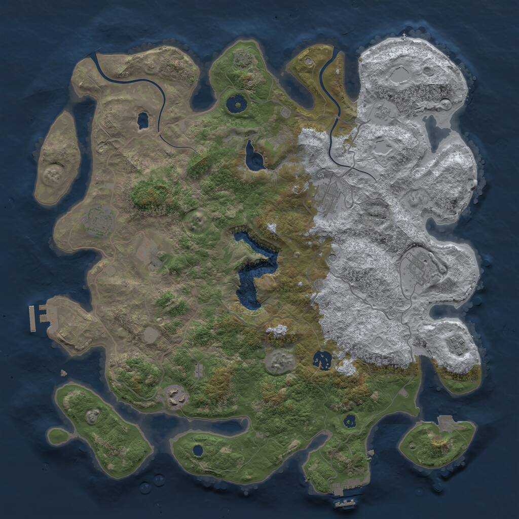 Rust Map: Procedural Map, Size: 4000, Seed: 65843, 13 Monuments