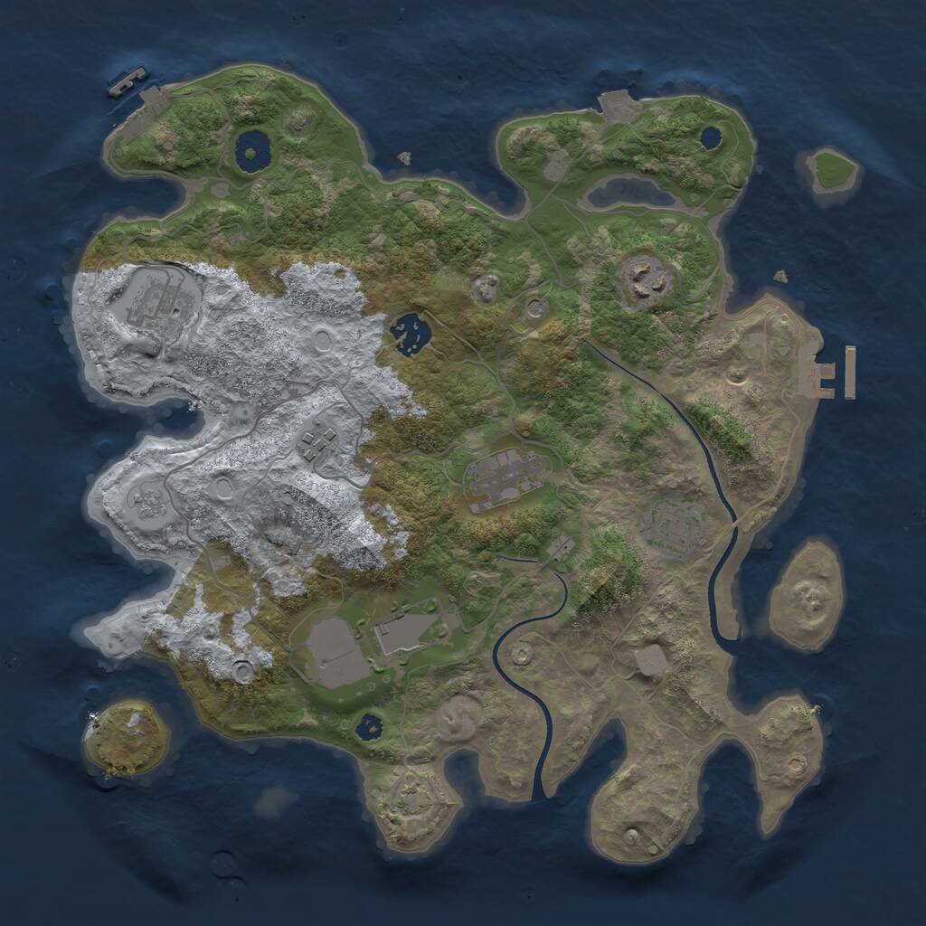 Rust Map: Procedural Map, Size: 3500, Seed: 17422879, 13 Monuments