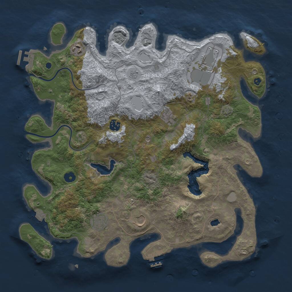 Rust Map: Procedural Map, Size: 4000, Seed: 484596172, 13 Monuments
