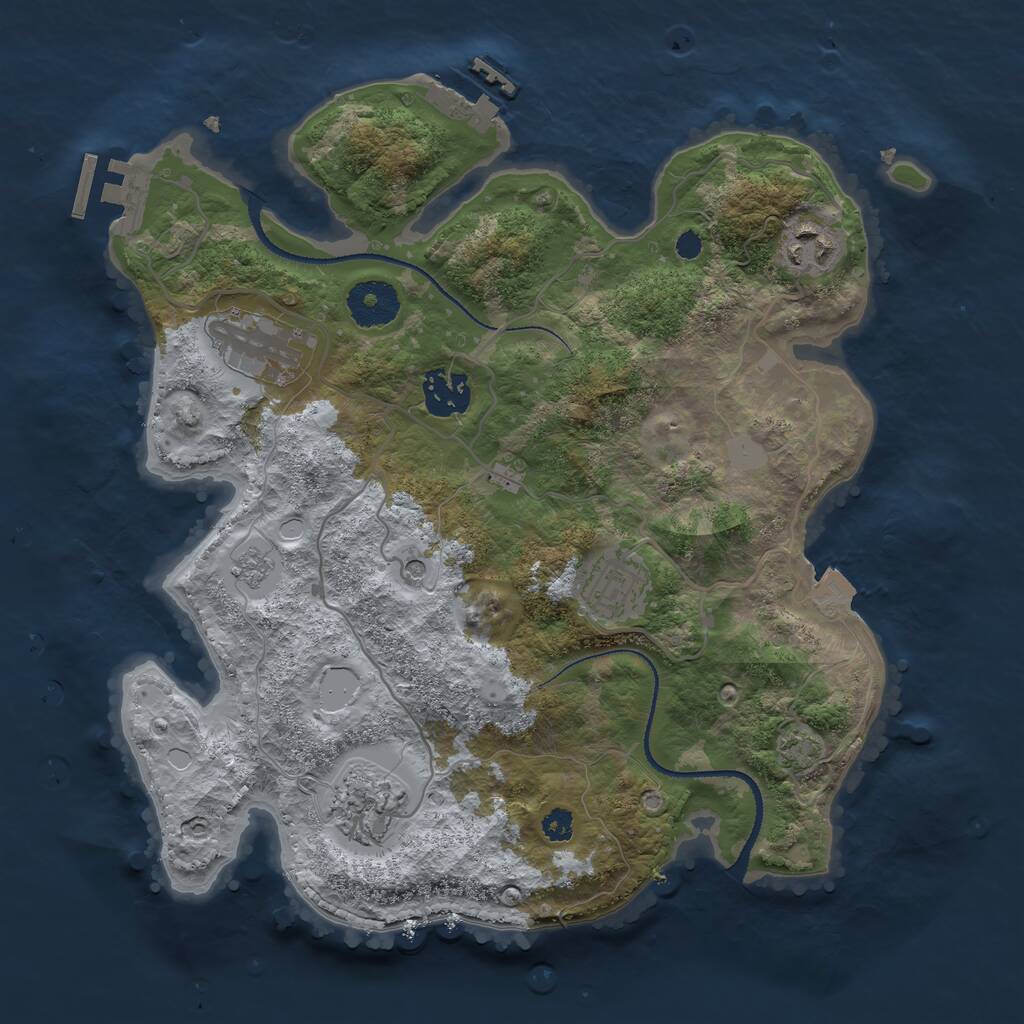 Rust Map: Procedural Map, Size: 3150, Seed: 741447, 11 Monuments