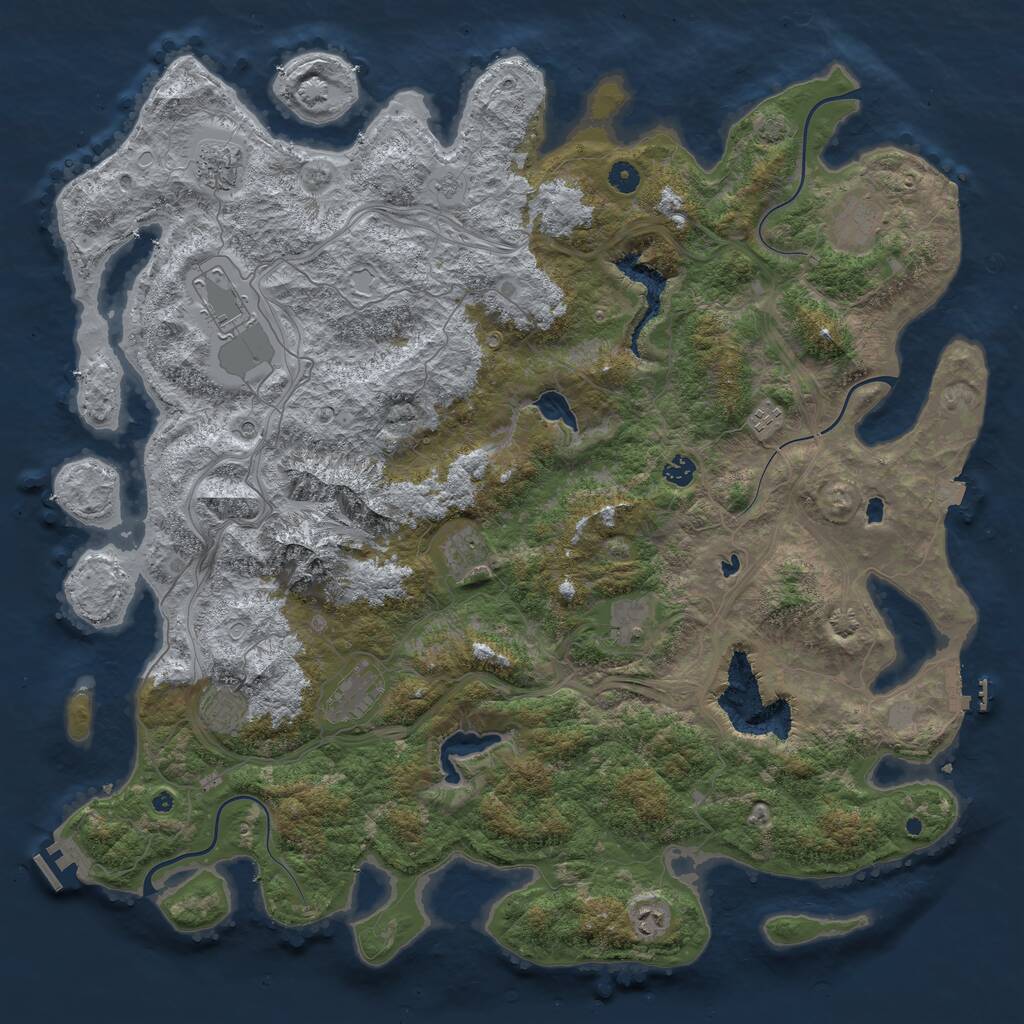 Rust Map: Procedural Map, Size: 5000, Seed: 17443661, 16 Monuments