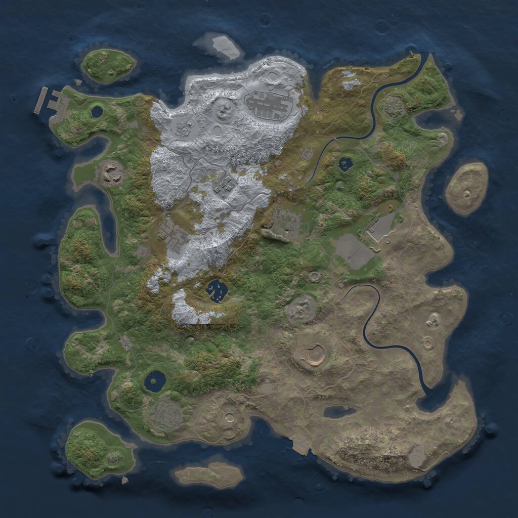 Rust Map: Procedural Map, Size: 3700, Seed: 1791863777, 14 Monuments