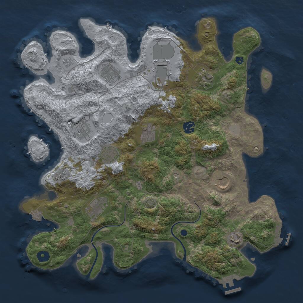 Rust Map: Procedural Map, Size: 3750, Seed: 1735790979, 17 Monuments