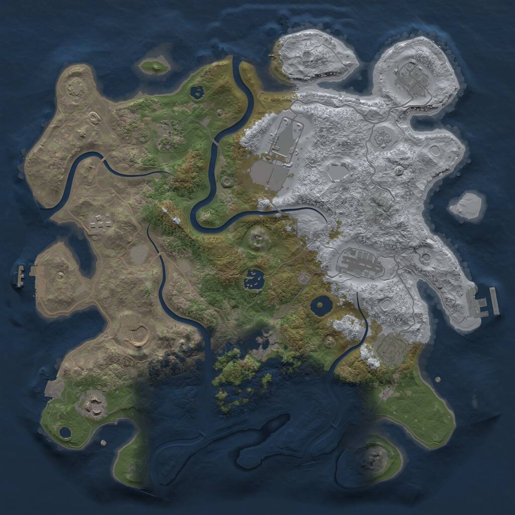 Rust Map: Procedural Map, Size: 3700, Seed: 984120, 16 Monuments