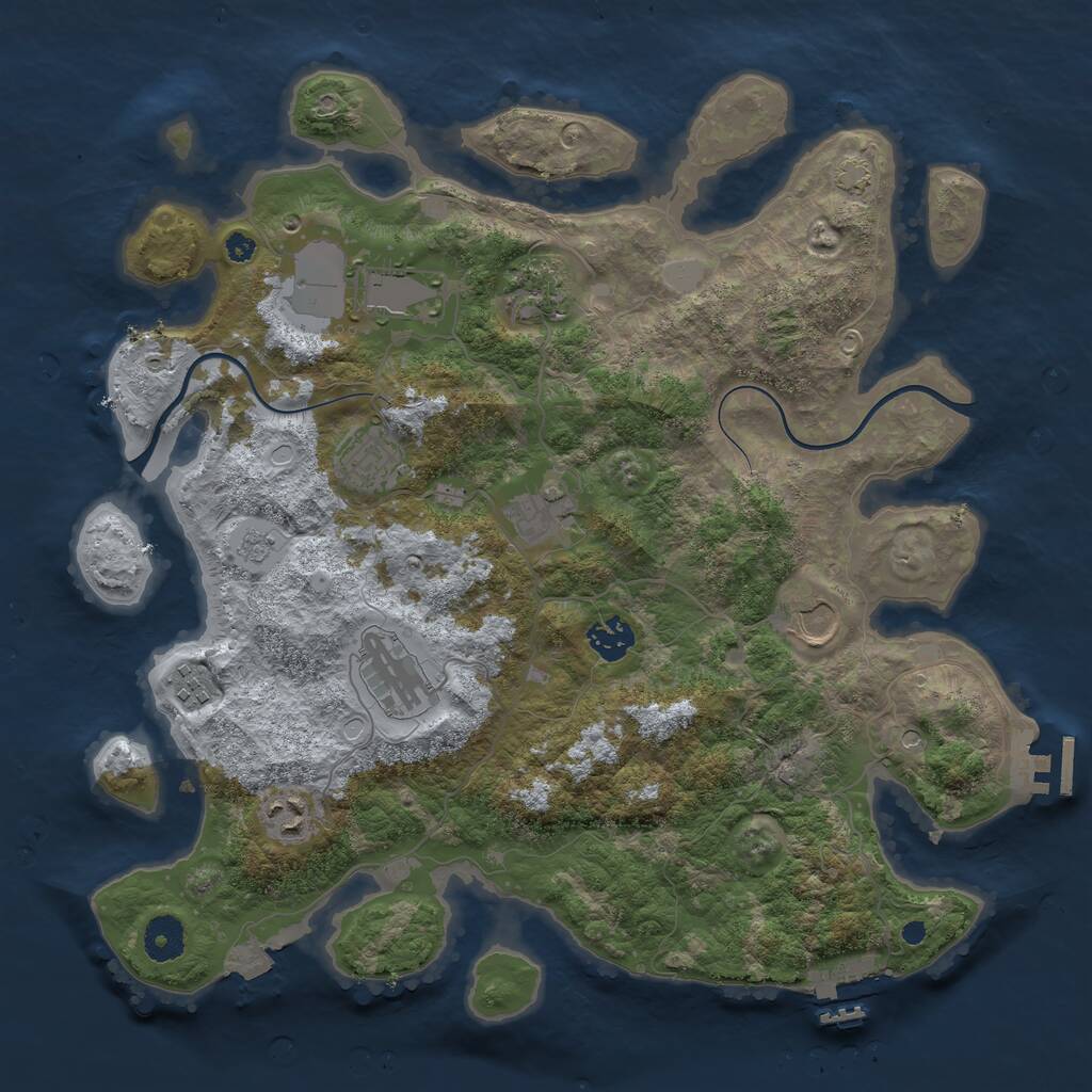 Rust Map: Procedural Map, Size: 3750, Seed: 1192212487, 15 Monuments