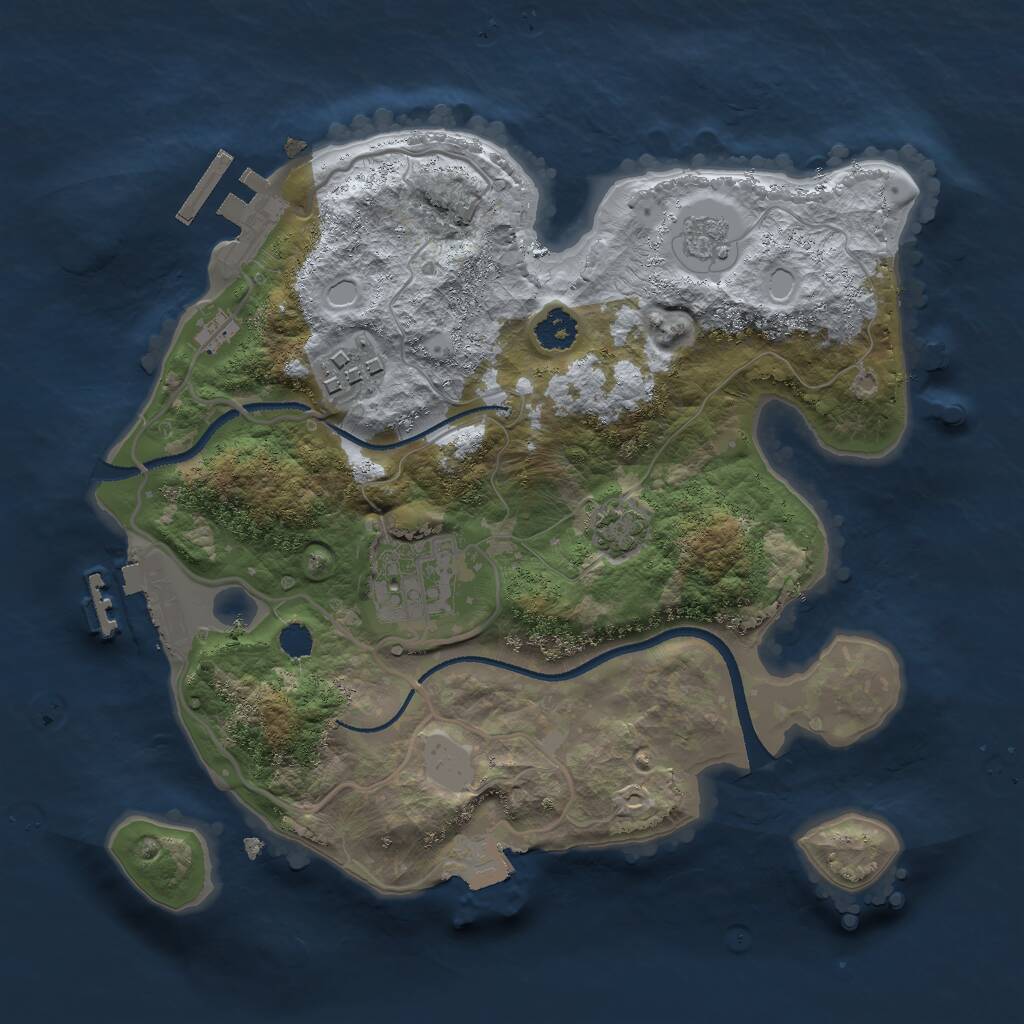 Rust Map: Procedural Map, Size: 2500, Seed: 45454512, 7 Monuments