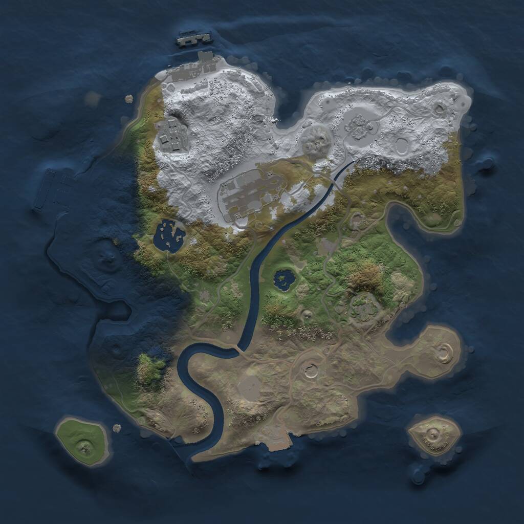 Rust Map: Procedural Map, Size: 2500, Seed: 45454512, 9 Monuments