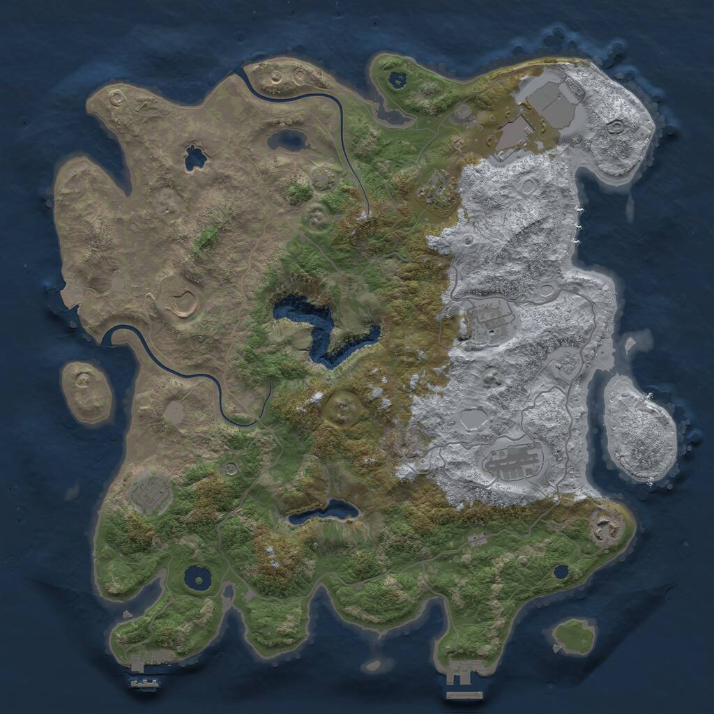 Rust Map: Procedural Map, Size: 4000, Seed: 435634544, 13 Monuments