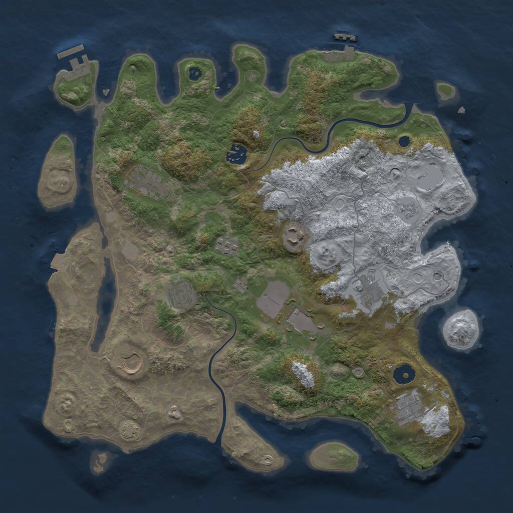 Rust Map: Procedural Map, Size: 3750, Seed: 42323, 15 Monuments