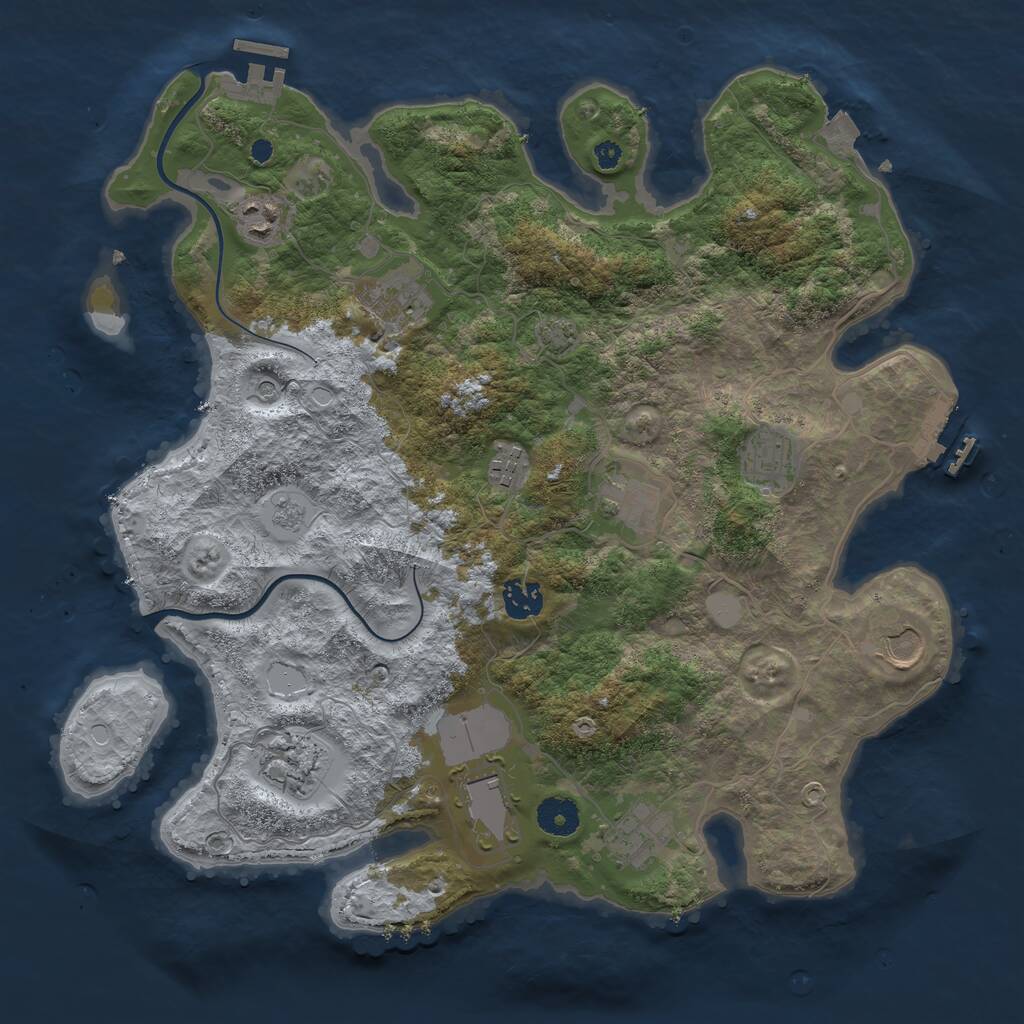 Rust Map: Procedural Map, Size: 3750, Seed: 714823, 16 Monuments