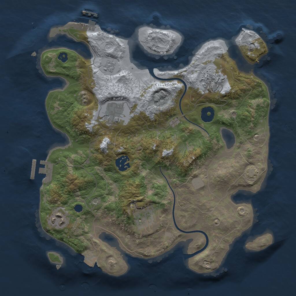 Rust Map: Procedural Map, Size: 3000, Seed: 23488650, 11 Monuments