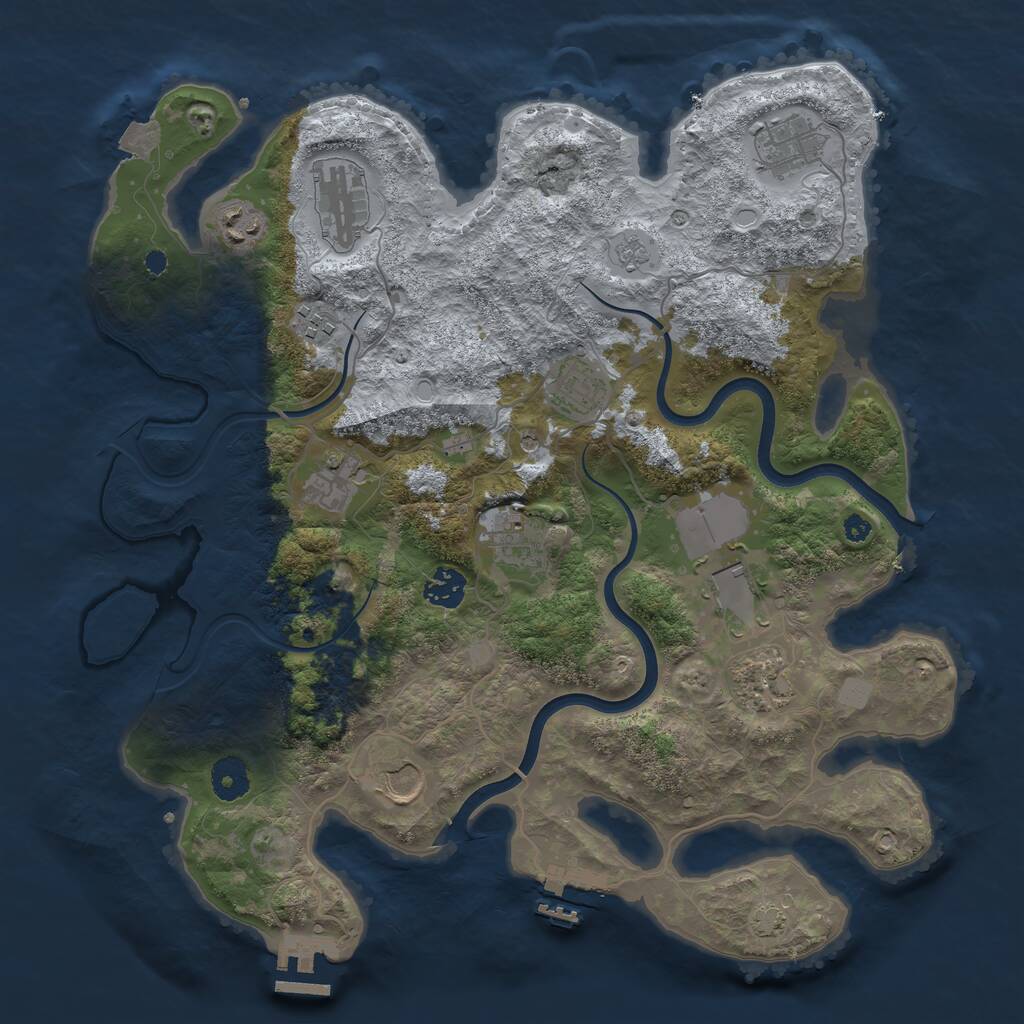 Rust Map: Procedural Map, Size: 3750, Seed: 20758332, 17 Monuments