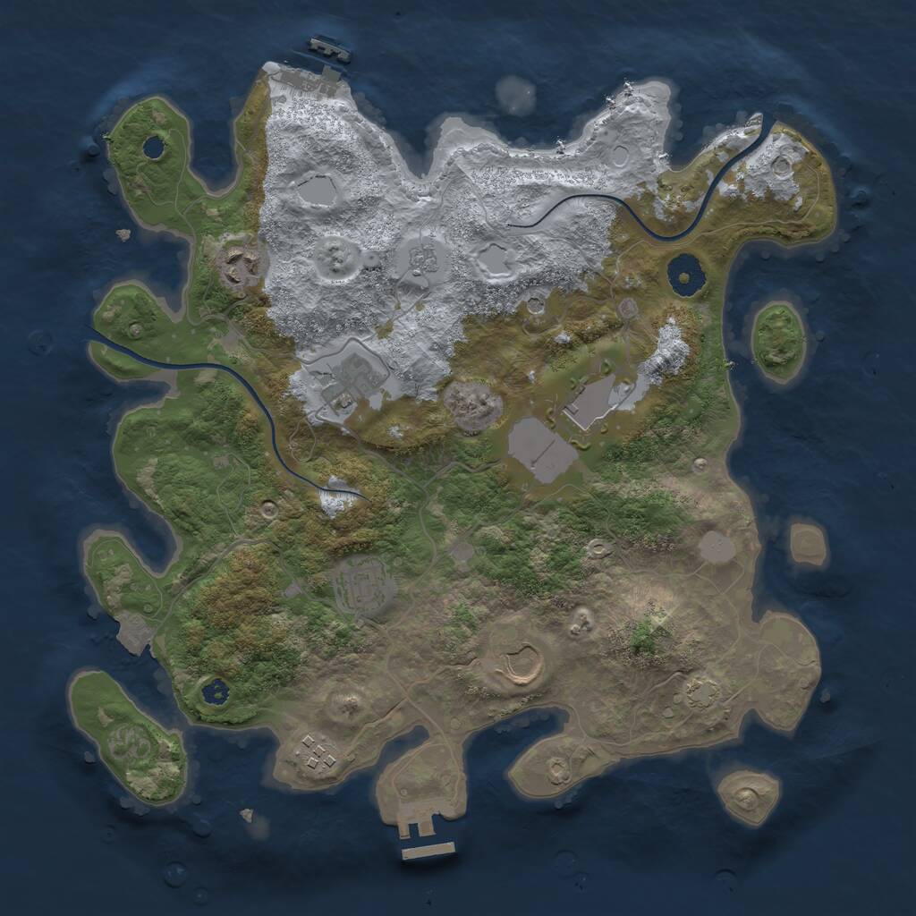 Rust Map: Procedural Map, Size: 3500, Seed: 484596172, 12 Monuments