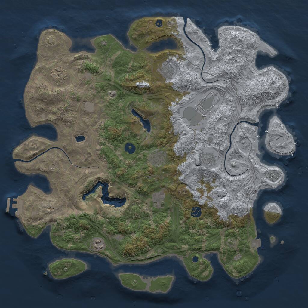 Rust Map: Procedural Map, Size: 4250, Seed: 1301333388, 14 Monuments