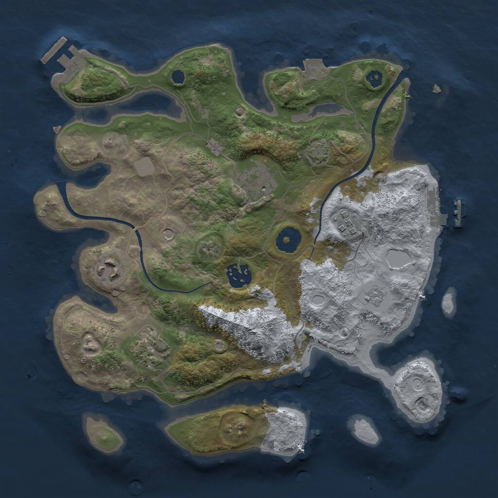 Rust Map: Procedural Map, Size: 3000, Seed: 776677, 11 Monuments