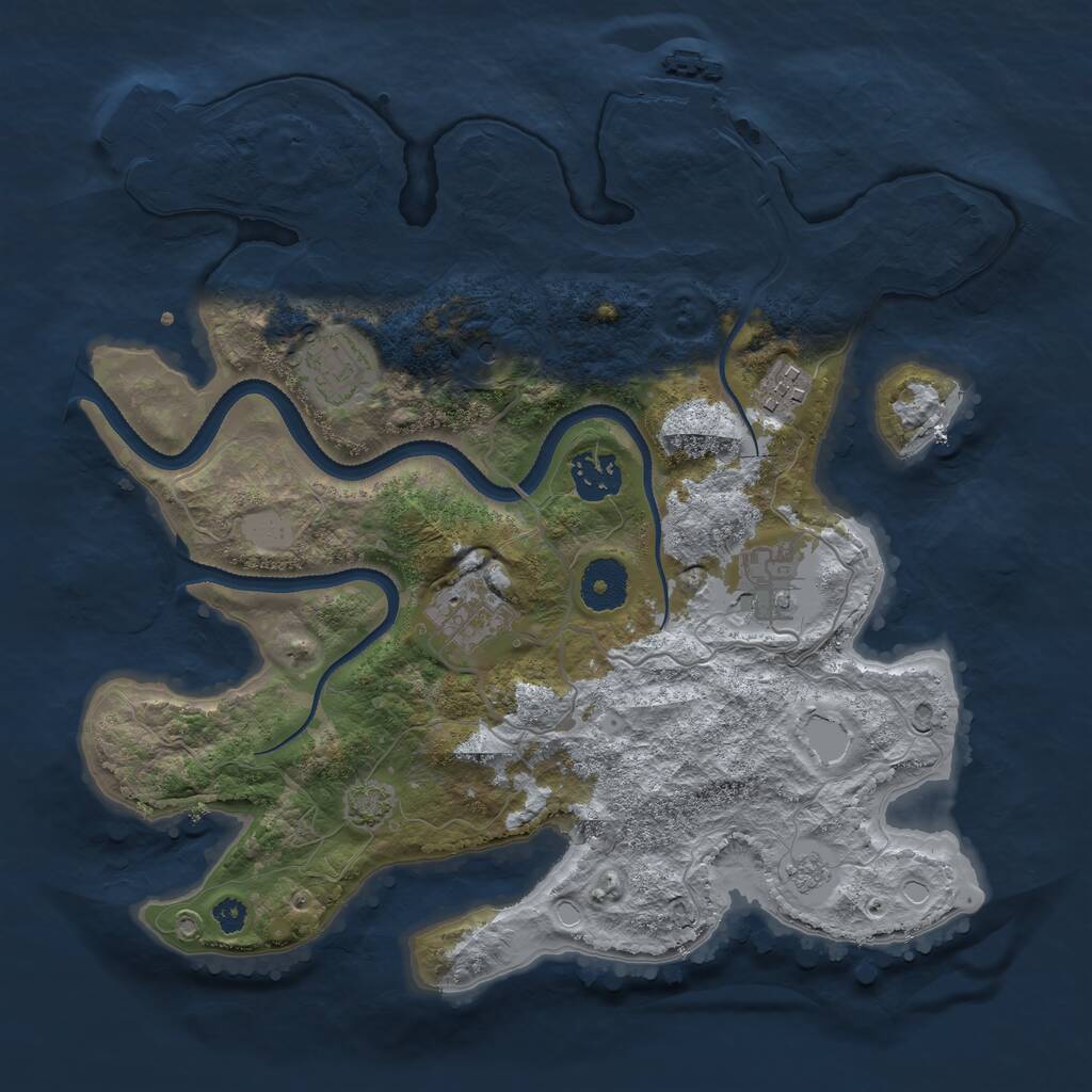 Rust Map: Procedural Map, Size: 3250, Seed: 1822966239, 11 Monuments