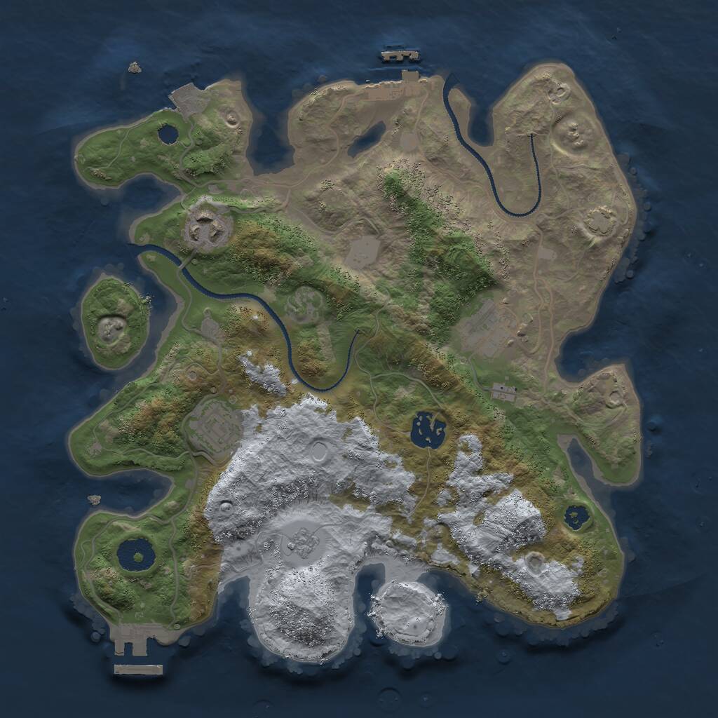 Rust Map: Procedural Map, Size: 3000, Seed: 5828850, 9 Monuments