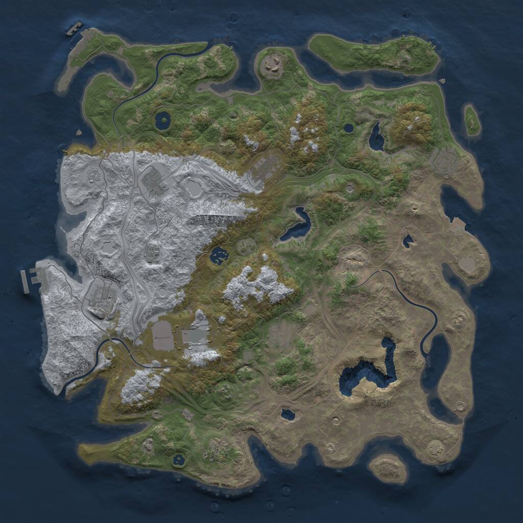 Rust Map: Procedural Map, Size: 4500, Seed: 45085547, 16 Monuments